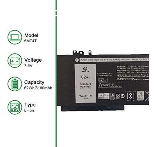 Batería De Repuesto Jiazijia 6mt4t Hk6dv Para Dell Latitude