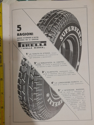 Antigua Publicidad Neumaticos Pirelli Italia Años 1931 Al 34