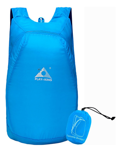 Mochila De Viaje Enrollable Backpack Impermeable Ligera Color Azul Diseño de la tela Liso
