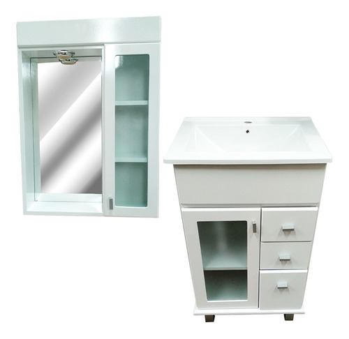 Juego Baño Mueble Vanitory Cajon Boston B V Loza 50 Peinador