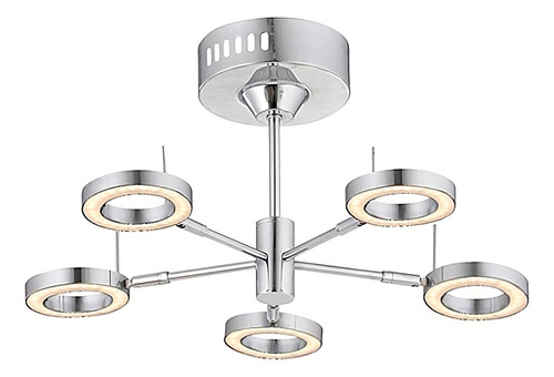 Lámpara Colgante Led Calido En Cromo 25w Saturno Tecnolite Estructura Cromado