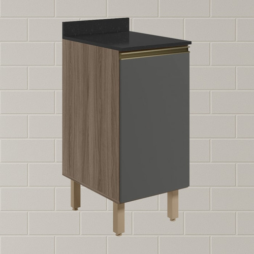 Balcao Com Tampo 1p 40 Cm Mdf Kali 12218 Carvalho Toq Chumbo