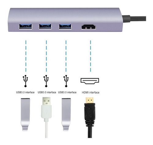 Imagen 4 de 4 de Hub Usb C, 5 En 1, Soporte Para Mac / Windows