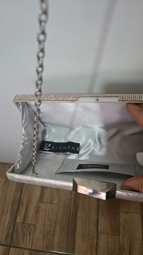 Bolsa Liz Mineli Sintética Con Asas Plata Plata Liso Piedras Plata (Usado)