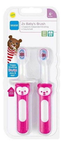 Kit de cuidado para bebês MAM Baby Brush rosa - x 2