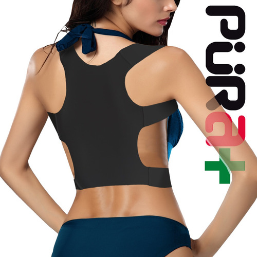 Imagen 4 de 9 de Corrector Postura Premium Italiano Talla L - Xl Negro Pura+