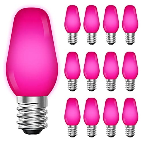 Paquete De 12 Bombillas Led C7 De Repuesto Rosa Luces D...