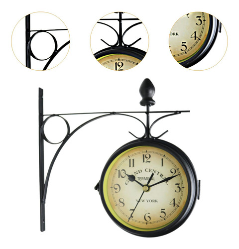 Reloj De Pared De Doble Cara Con Soporte De Pared