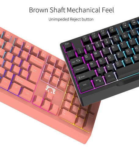 Imagen 4 de 6 de Teclado gamer Ajazz STK090 QWERTY inglés US color negro con luz RGB