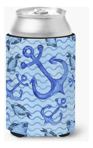 Anclaje Acuarela Playa Lata Pescado Botella Enfriador Funda