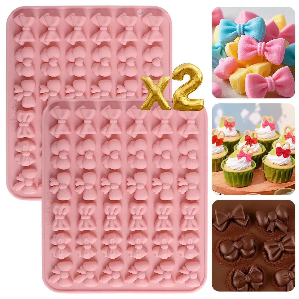 Ftwlnr 2pz Molde Silicón 3d Moños Para Hacer Velas Jabone Chocolate,moldes para gomitas,moldes para jabones,moldes de silicon