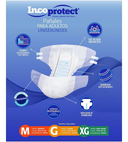 Incoprotect Pañal Para Adulto Calidad Premium M X 120 Unid Mediano