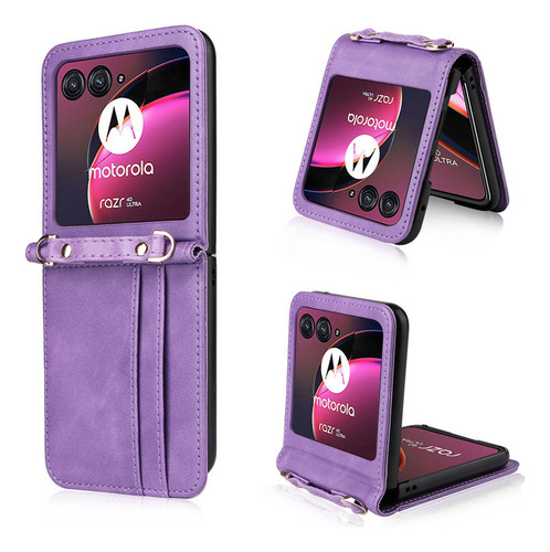 Funda De Piel Y Cordón Para Moto Razr 40 Ultra