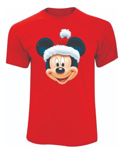 Camisetas Navideñas Mickey Minnie Mouse X2 Unds Rojo