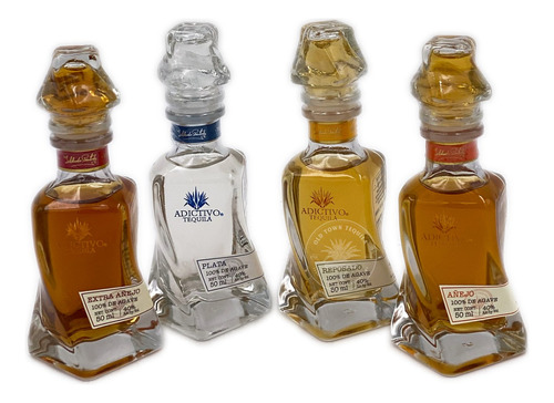 Paquete De Tequilas Adictivo Con 4 Minis Diferentes De 50 Ml