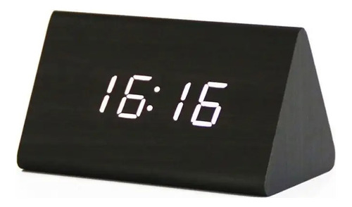 Reloj Despertador Digital De Madera Temperatura Triangular