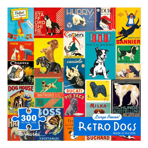 Re-marks Retro Dogs Puzzle, Rompecabezas De 300 Piezas Para 