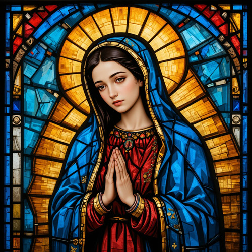 Cuadro Azulejo Mosaico Virgen De Gudadalupe 15x15cm Coral