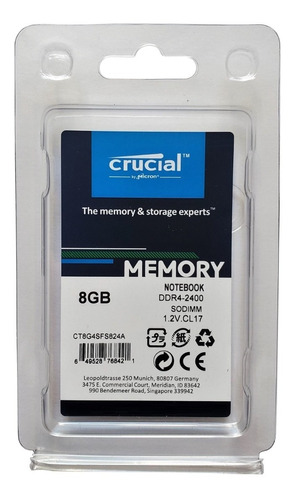 Memoria Ram Laptop Crucial Ddr4 8gb 2400mhz Usada