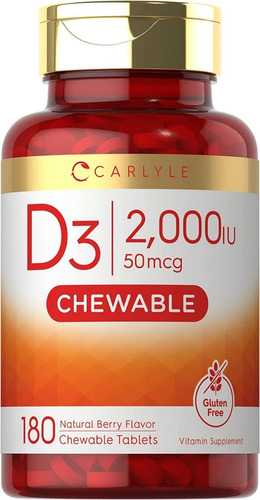 Carlyle Vitamina D3 2,000iu 180 Tabletas Masticables Sabor Sin Sabor
