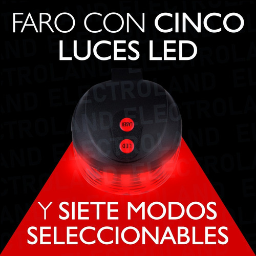 Imagen 5 de 10 de Luz Bicicleta Trasera 5 Leds + 2 Laser Indicador Carril