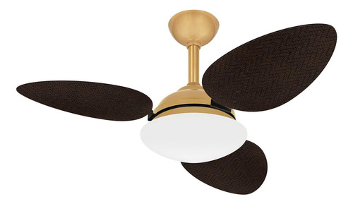 Ventilador Teto Dourado Turbo Pétalo 3 Pás Palha Ventax 110v