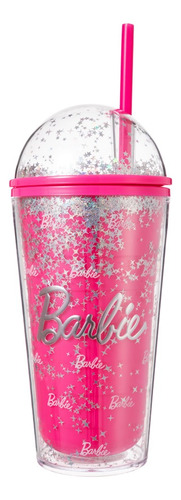 Barbie Vaso Rosa Doble Pared Tapa Y Popote 600ml Miniso