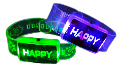 50 Pulseras Happy Love Led Colores Surtidos Combo Cotillon 