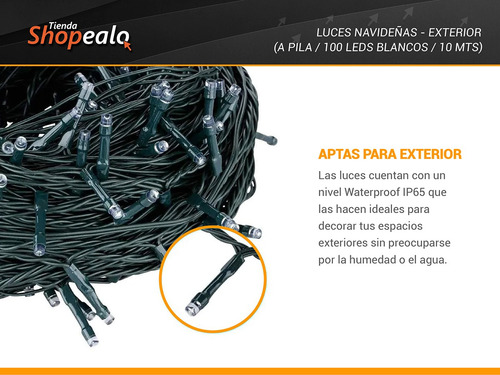 Luces Exterior Decorativa Pila 100 Led 10m Waterproof Frio-*