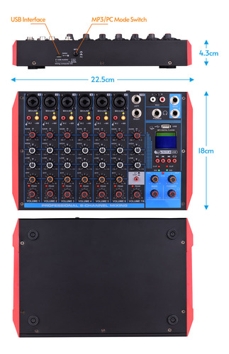 Consola De Mezclas Consola De Audio Portátil Ag-8 De 8 Canal