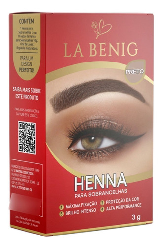 Henna La Benig Sobrancelhas Alto Rendimento 3g