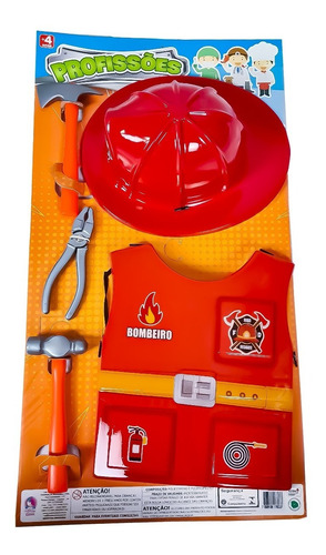 Imagem 3 de 3 de Kit Bombeiro Infantil Brinquedo Profissão Fantasia Acessório
