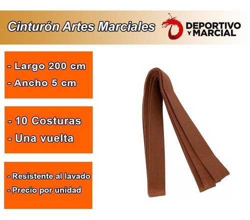 Imagen 3 de 5 de Cinturon Artes Marciales 2m 10 Cost Reforzado Gran Marc Itf