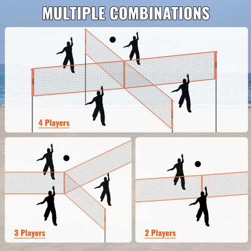 Red De Voleibol 4 Vías Cuadros Juego Bádminton Altura Ajusta