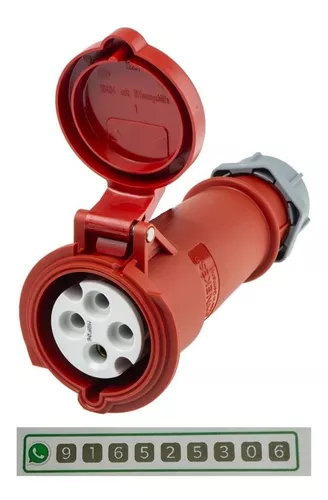 ENCHUFE INDUSTRIAL TRIFASICO (3P+T) 125AMP 415V ROJO IP67 MENNEKES