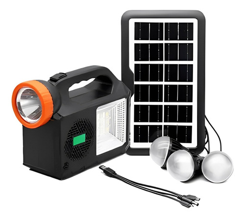 Parlante Con Panel Solar, Lampara Power Bank Y Bombillos 