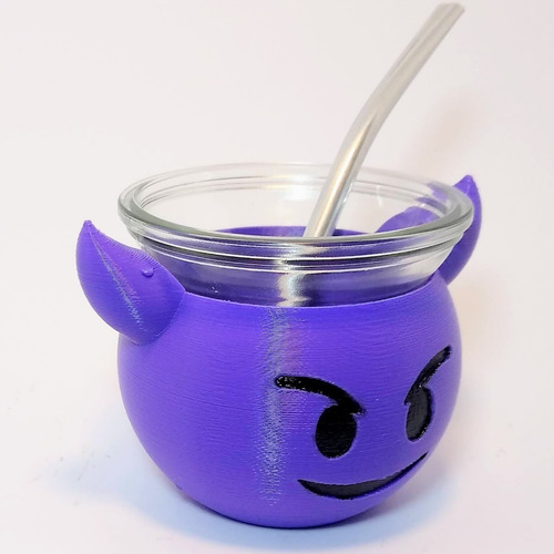 Mate Emoji Malvado 3d Interior De Vidrio Bombilla De Regalo