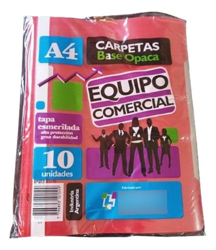 Carpeta A4 Base Opaca Tapa Esmerilada Colores Pack 3 X 10u