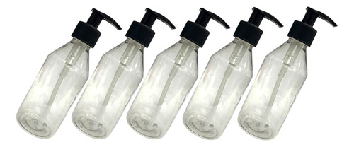 Envase Dosificador Pump Plastico Pet 250 Ml X 5 U Tapa Negra