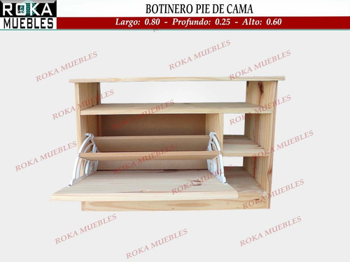Imagen 4 de 6 de Zapatero Botinero Pie De Cama 2 Cajones 140 Organizador Pino