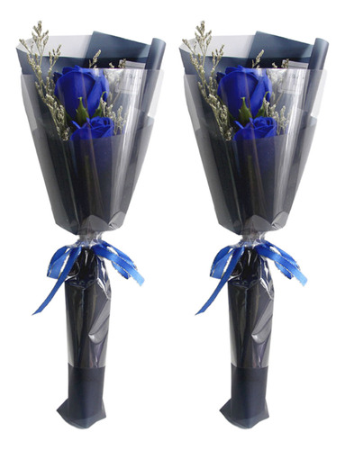 , Ramo De Flores Eternas De Rosa Azul Simulada De Regalo ,