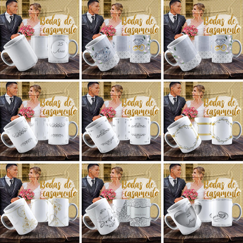 Pack Imagens Sublimação Canecas Casamento Bodas Casamento