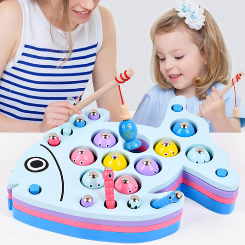 Playset Juego De Pesca Magnético De Madera Forma De