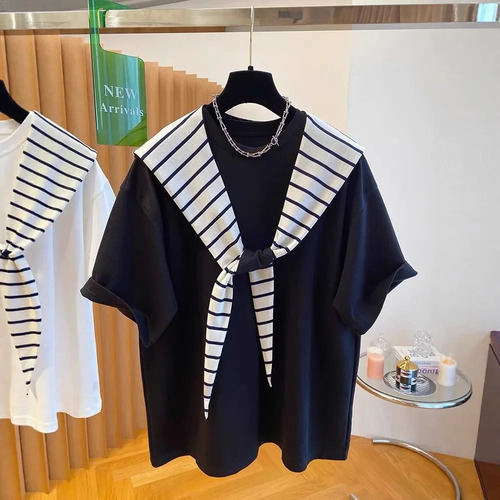 Camiseta Con Capucha A Rayas, Algodón De Talla Grande Para M