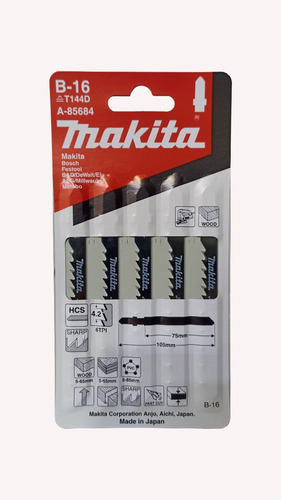 Hoja Sierra Caladora Makita A-85684 6dt T144d B-16 Japon Mkb