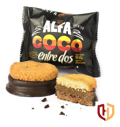 Imagen 1 de 9 de Alfacoco. Alfajor Premium Entre Dos - Caja X12