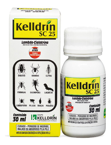 Inseticida Kelldrin Sc25 30ml Formula Mata Escorpião Barata