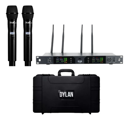 Microfone Duplo Sem Fio Dylan D-9500 Mão Uhf True Diversity