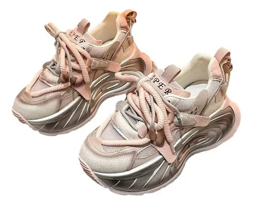 Zapatos Con Plataforma Zapatillas De Fondo Grueso Que Combin