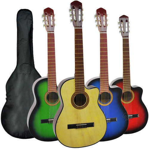 Pack Guitarra Criolla Con Corte Funda Pua Varios Colores